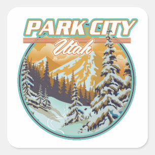 Park City Utah Reise Logo Quadratischer Aufkleber