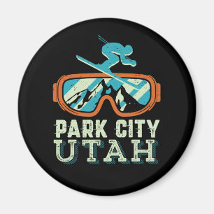 Park City Utah Retro Skifahren Snowboarden Magnet