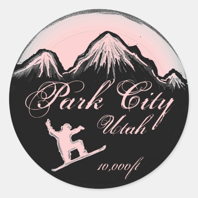 Park City Utah rosa Snowboard Art Aufkleber (Vorderseite)