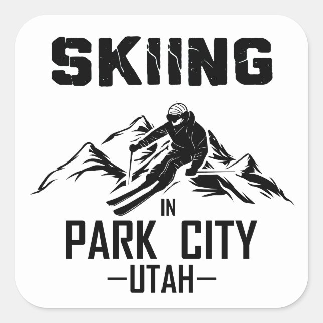 Park City Utah Ski Quadratischer Aufkleber (Vorderseite)