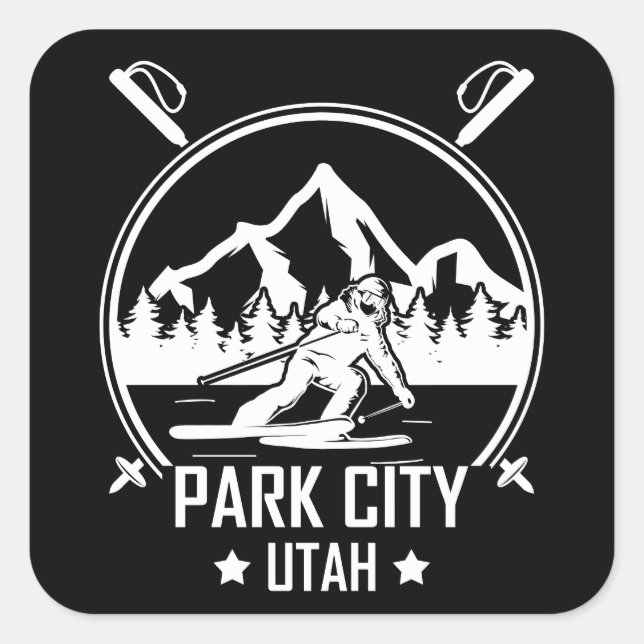 Park City Utah Ski Quadratischer Aufkleber (Vorderseite)