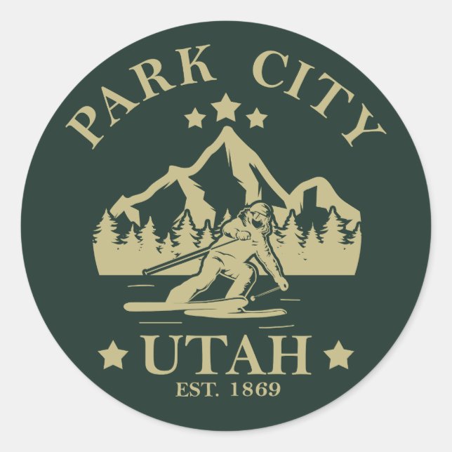 Park City Utah Ski Runder Aufkleber (Vorderseite)
