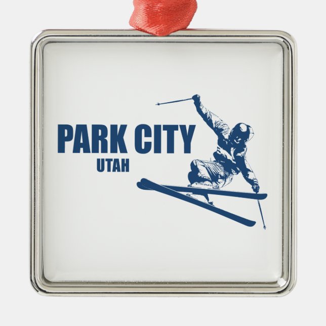 Park City Utah Skier Ornament Aus Metall (Vorne)