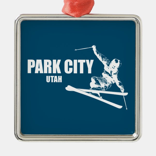 Park City Utah Skier Ornament Aus Metall (Vorne)