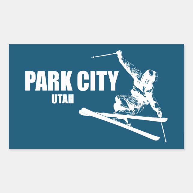 Park City Utah Skier Rechteckiger Aufkleber (Vorderseite)