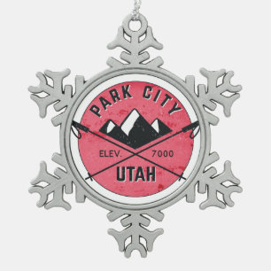 Park City Utah Skifahren Schneeflocken Zinn-Ornament