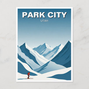 Park City Utah Skifahren Skier Reisen Postkarte