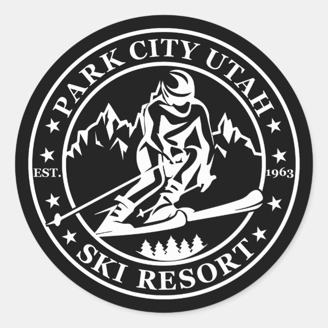 Park City Utah Skigebiet Runder Aufkleber (Vorderseite)