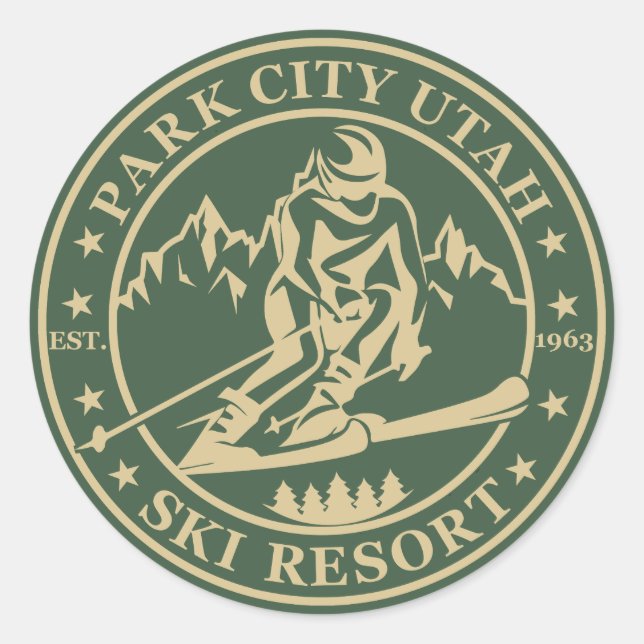 Park City Utah Skigebiet Runder Aufkleber (Vorderseite)