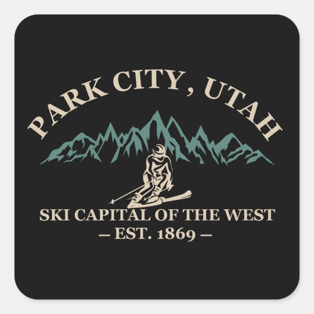 Park City Utah Skigebiete Quadratischer Aufkleber (Vorderseite)