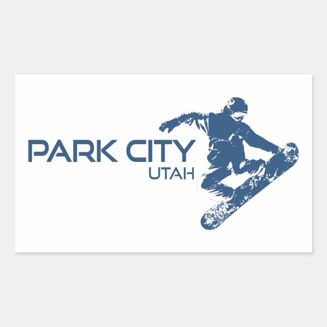 Park City Utah Snowboarder Rechteckiger Aufkleber (Vorderseite)