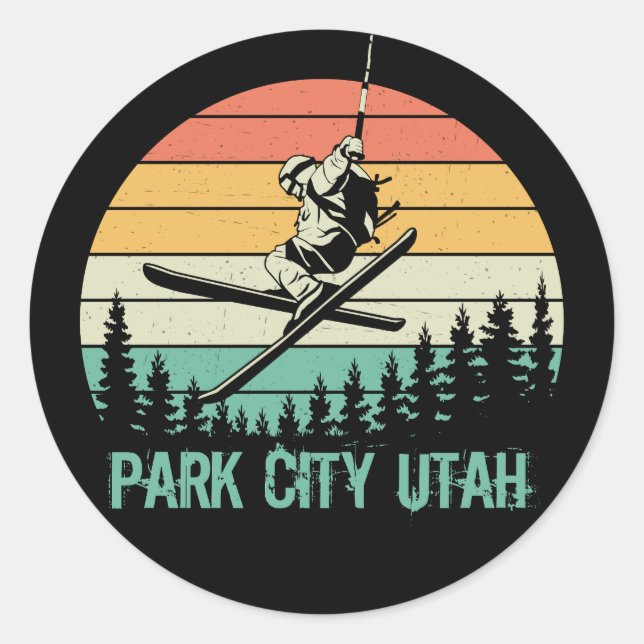 Park City Utah Vintag Runder Aufkleber (Vorderseite)