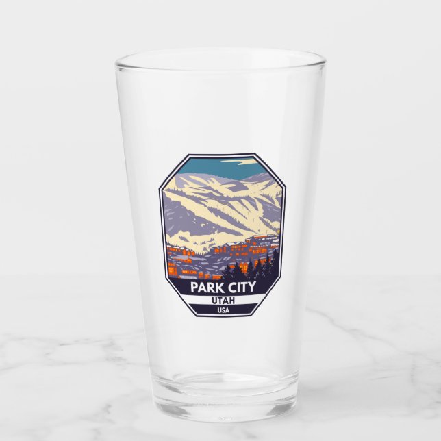 Park City Utah Wintergebiet Emblem Glas (Vorderseite)