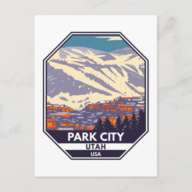 Park City Utah Wintergebiet Emblem Postkarte (Vorderseite)