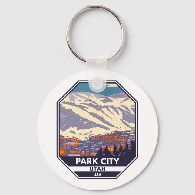 Park City Utah Wintergebiet Emblem Schlüsselanhänger (Vorderseite)