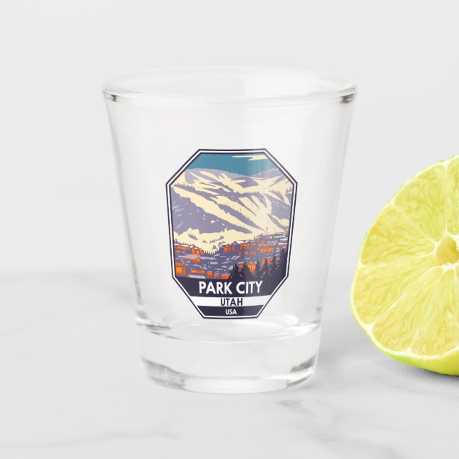 Park City Utah Wintergebiet Emblem Schnapsglas (Vorderseite)