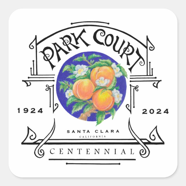 Park Court Centennial Quadratischer Aufkleber (Vorderseite)