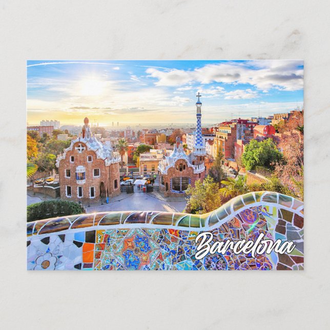 Park Guell, Barcelona, Spanien Postkarte (Vorderseite)