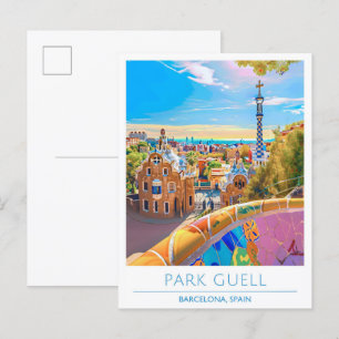 Park Guell Barcelona Spanien Reise Postkarte