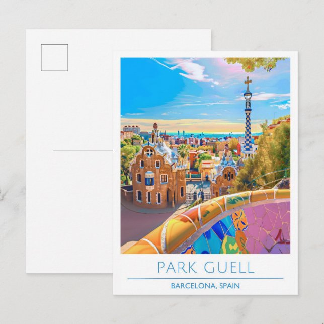 Park Guell Barcelona Spanien Reisen Postkarte (Vorne/Hinten)