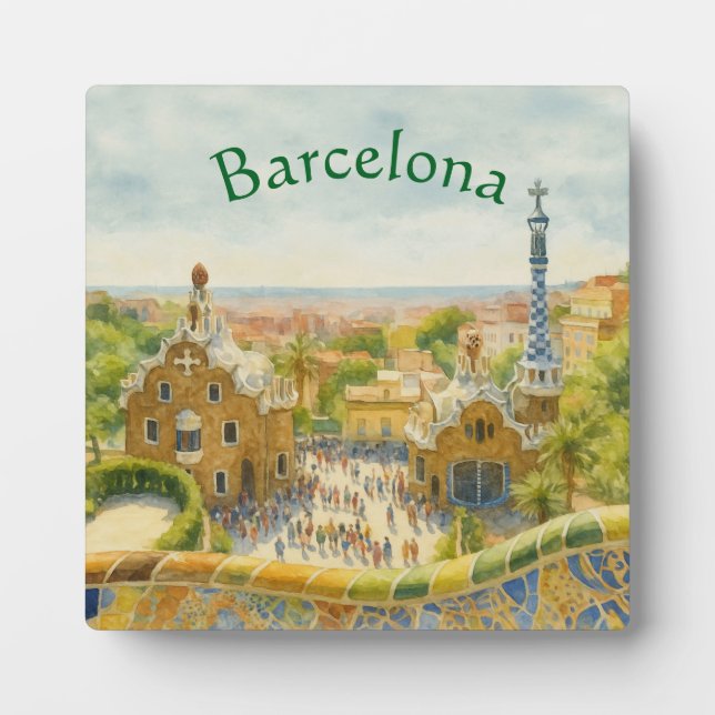 Park Güell in Barcelona, Spain Fotoplatte (Vorderseite)