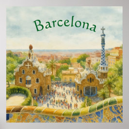 Park Güell in Barcelona, Spanien Poster
