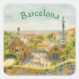 Park Güell in Barcelona, Spanien Quadratischer Aufkleber