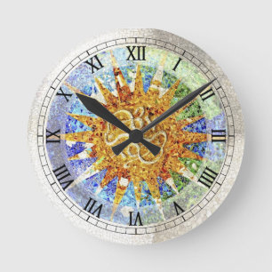 Park Guell mosaics Wall Clock Runde Wanduhr