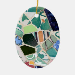 Park Guell Mosaik-Oval Verzierung Keramik Ornament