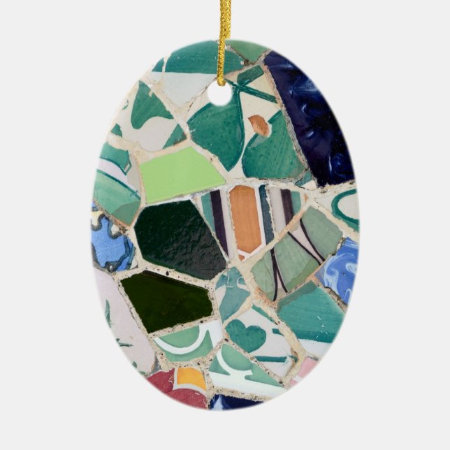 Park Guell Mosaik-Oval Verzierung Keramik Ornament (Vorne)