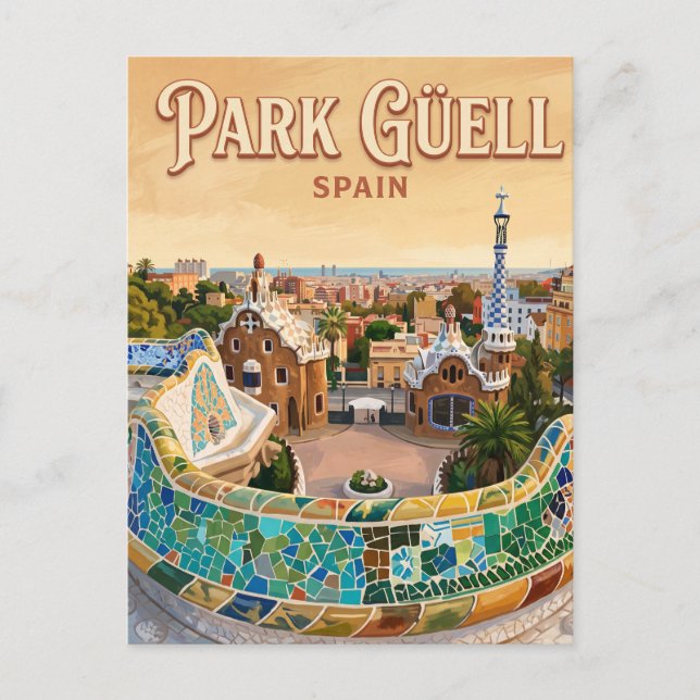 Park Güell Spanien Postkarte (Vorderseite)