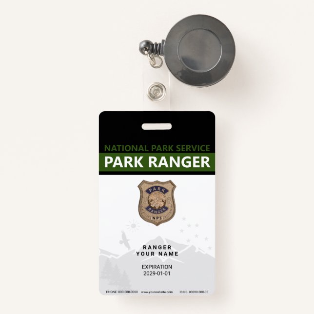 Park Ranger Abzeichen Ausweis (Vorderseite mit Rechteck)
