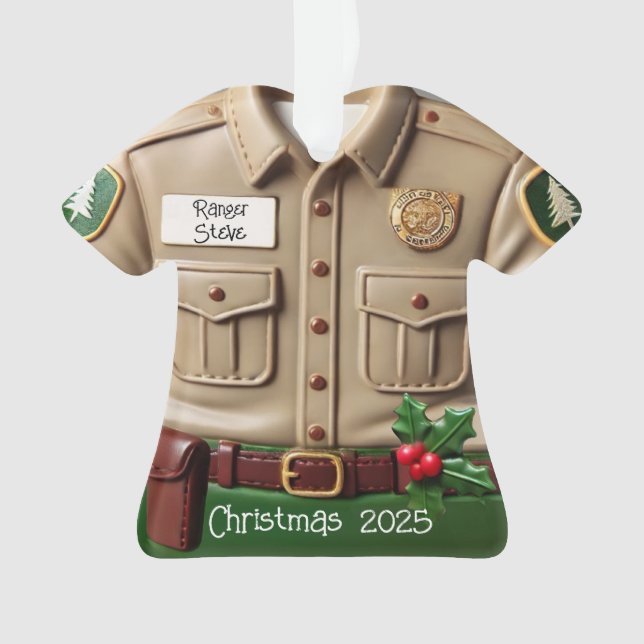 Park Ranger Shirt Personalisierte Weihnachtsfeier Ornament (Vorderseite)