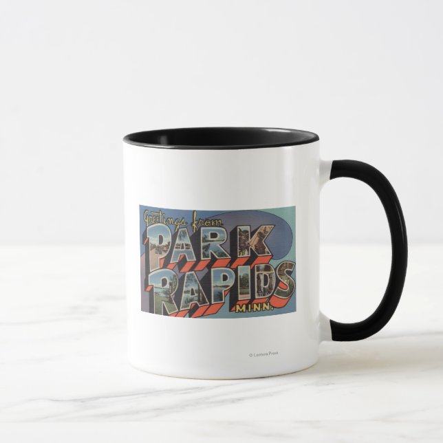 Park Rapids, Minnesota - Große Buchstabenszenen Tasse (Rechts)