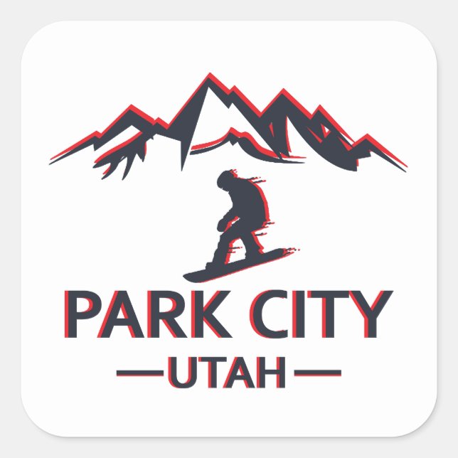 Park Stadt Utah Snowboarden Quadratischer Aufkleber (Vorderseite)