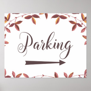 Parken nach rechts Schild Rustikale Herbsthochzeit