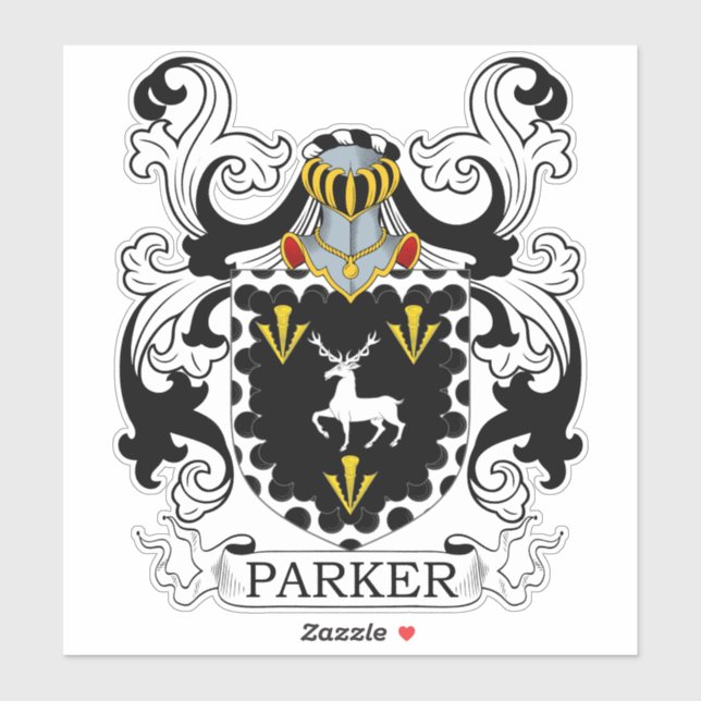 Parker Familienwappen Aufkleber (Blatt)
