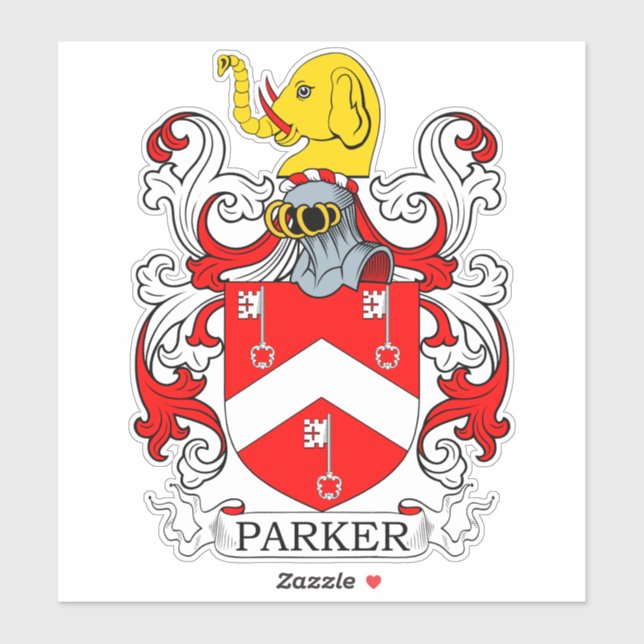 Parker Familienwappen Aufkleber (Blatt)