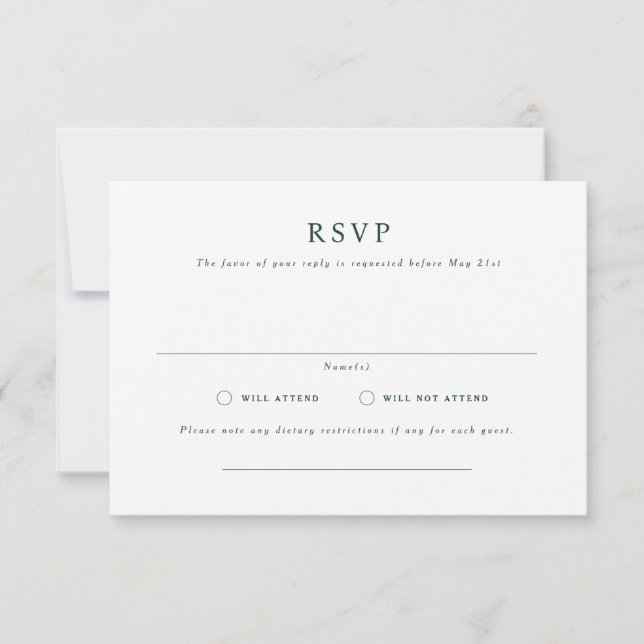 Parker Formal Landscape Wedding RSVP Card Einladung (Vorderseite)