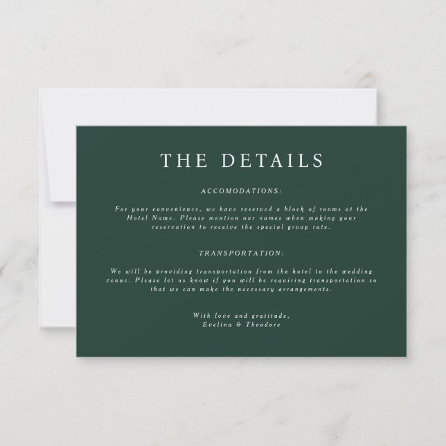 Parker Landscape Wedding Details Card Einladung (Vorderseite)