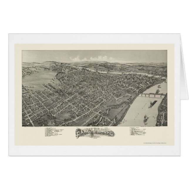 Parkersburg, WV panoramische Karte - 1899 (Vorderseite (Horizontal))