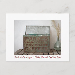 Parke's Vintage Einzelhandel 1890er Kaffee-Behälte Postkarte