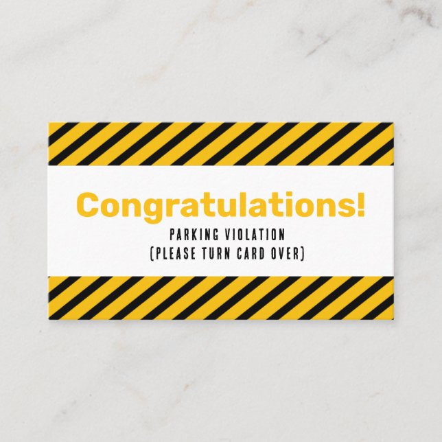 Parking Incorrectly complaint card Visitenkarte (Vorderseite)