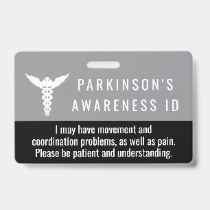 Parkinson-Bewusstseins-ID-Geduld-PVC-Abzeichen Ausweis