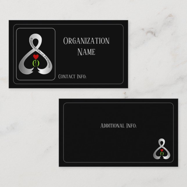 Parkinson's Awareness Ribbon Black Visitenkarte (Vorne/Hinten)
