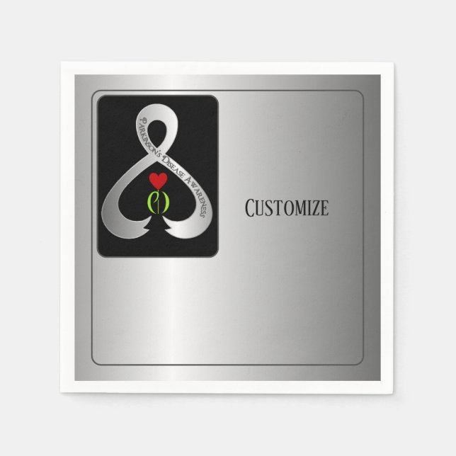 Parkinson's Awareness Ribbon Silver Serviette (Vorderseite)