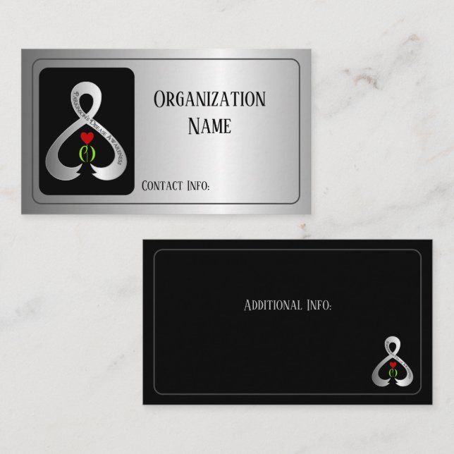 Parkinson's Awareness Ribbon Silver Visitenkarte (Vorne/Hinten)