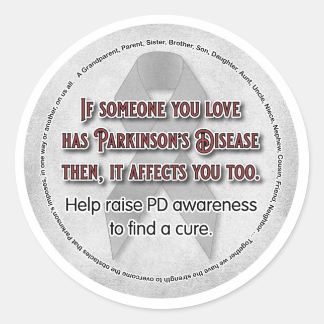 Parkinson's Awareness, wenn jemand Sie Liebe Runder Aufkleber (Vorderseite)