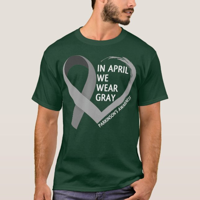 Parkinsons Bewusstsein im April Wir tragen Grau T-Shirt (Vorderseite)