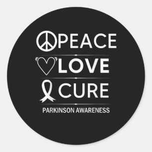 Parkinsons Disease Awareness Peace Liebe Cure Runder Aufkleber
